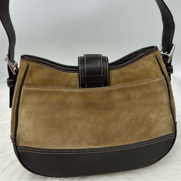 ⭐️SOLD⭐️ Vintage Coach Hampton Camel Suede & Leather Shoulder Bag - Picture 4 of 15